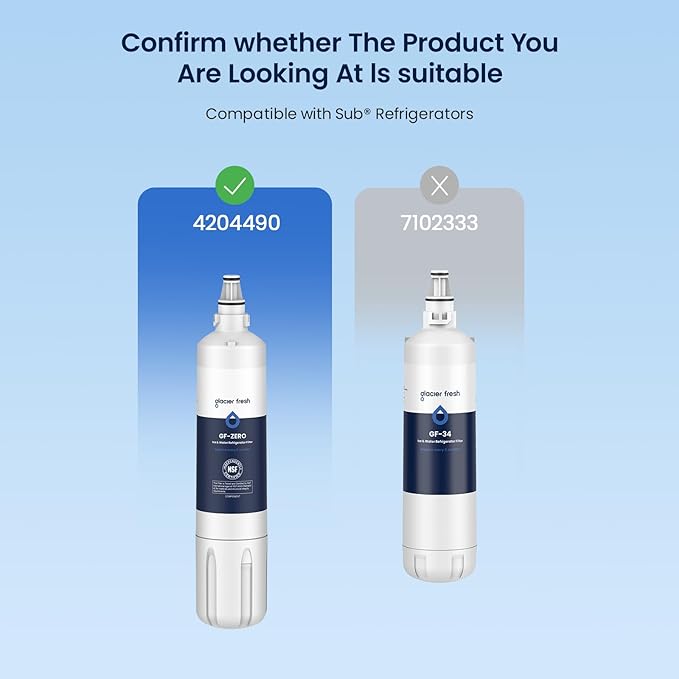 GLACIER FRESH Water Filter Replacement for Sub-Zero 4204490, 4290510, 9030868 Refrigerator Water Filter, 2 Pack