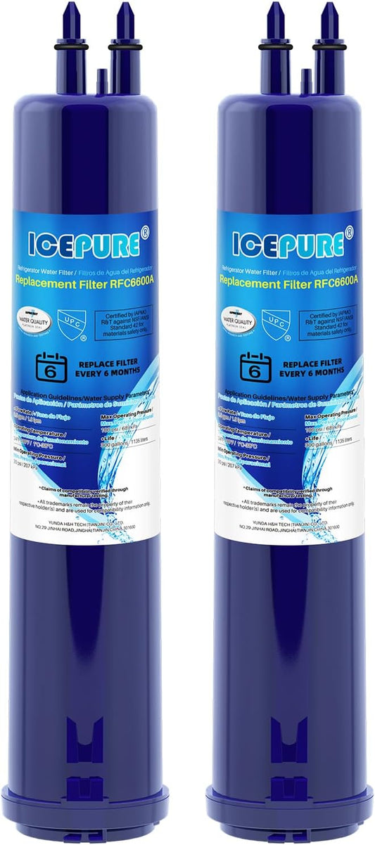 ICEPURE RFC6600A Compatible with EDR3RXD1 Refrigerator Water Filter, 4396841, Everydrop® Filter 3, 4396710, Kenmore® 9030, 9083, 46-9083, 46-9030,2PACK