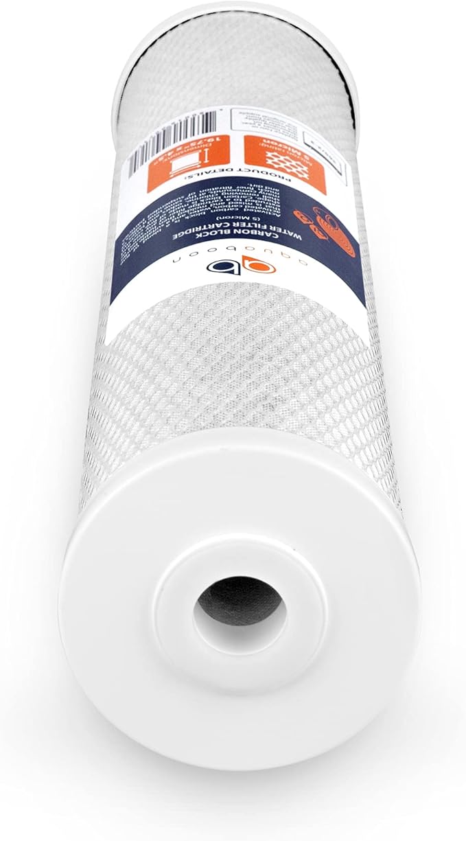 Aquaboon 4.5 x 20 Water Filter 5 Micron Carbon Block Water Filter Replacement Cartridge Large Capacity for Whole Home Water Filtration Compatible with Pelican Water PRL-RCL, Pentek EP-20BB (6 Pack)