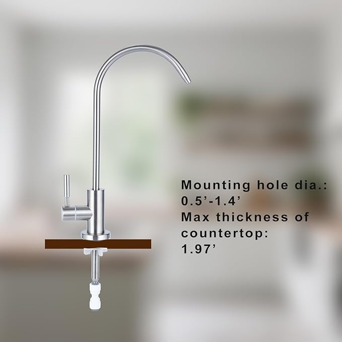 Stainless Steel Drinking Water Faucet, Non-air Gap ro Faucet for Sparkling Water, Cooler Water, Other Reverse Osmosis Water Filtration System (Brushed Nickel 2)