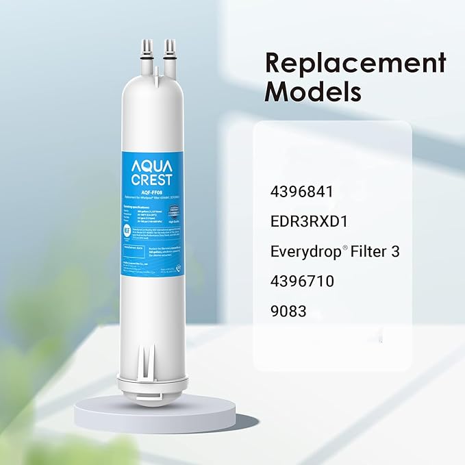 AQUA CREST EDR3RXD1 Replacement for 4396841, Everydrop® Filter 3, 4396710, Kenmore® 46-9083, 46-9030, Refrigerator Water Filter, 2 Filters