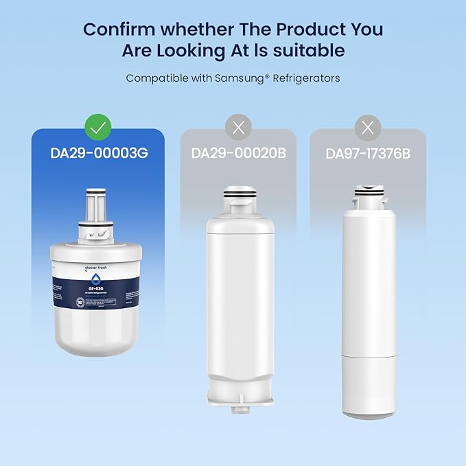GLACIER FRESH Replacement for DA29-00003G Water Filter, Compatible with Samsung* Aqua-Pure Plus, DA29-00003F, DA29-00003B, HAFCU1, RFG237AARS, FMS-1, RS22HDHPNSR, RSG257AARS, WSS-1, 1 Pack