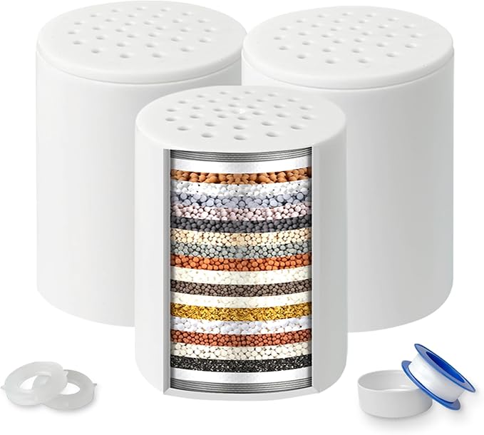 3 Pack Shower Filter Replacement Cartridge, 20 Stage Shower Filter for Hard Water, Compatible with Any Similar Design, Reduces Chemicals & Chlorine, High Output