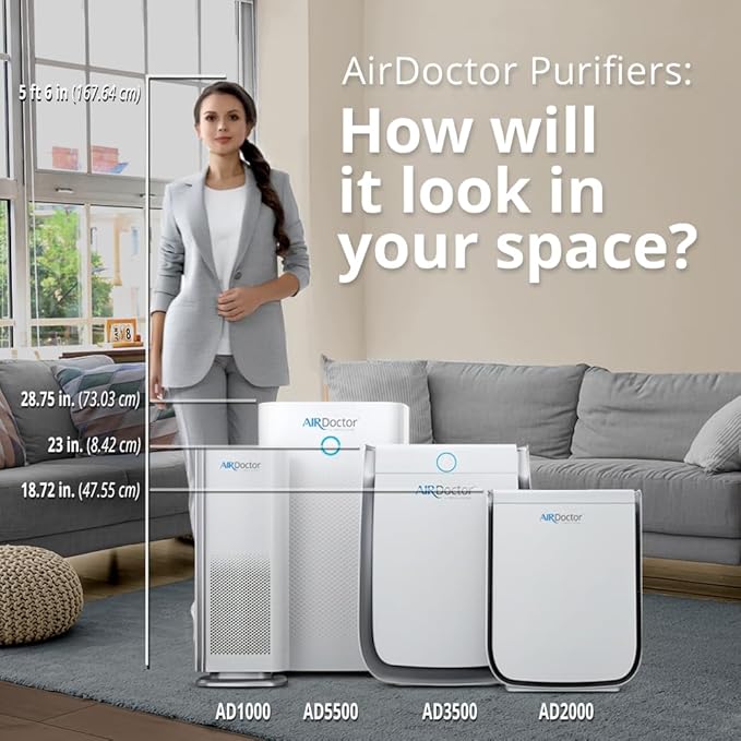 AIRDOCTOR 3500i SMART Air Purifier for Living Rooms & Bedrooms. 3 Stage Filtration with Pre-Filter, UltraHEPA, Carbon/VOC. Captures Particles 100x Smaller Than HEPA Standard