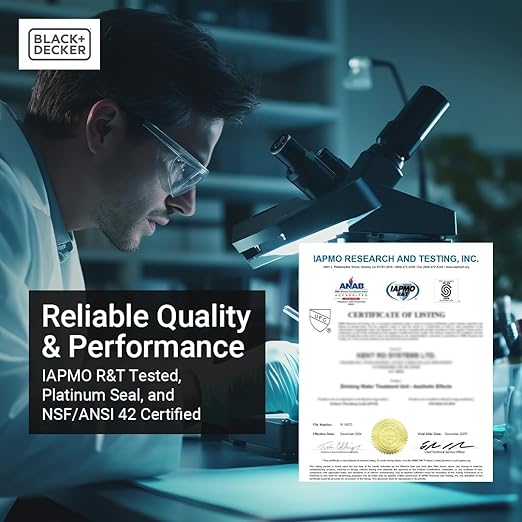 BLACK+DECKER Whole House Water Filter, 3-Stage Filtration System, Anti-Scaling Whole House Filter, IAPMO R&T Tested, Platinum Sealed, and NSF/ANSI 42 Certified