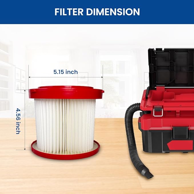 2 Pack 49-90-1900 Replacement HEPA Filter Compatible With Milwaukee Vacuum, Shop Vac Filter, M18 Cordless Wet Dry Vacuum 0780-20 0880-20
