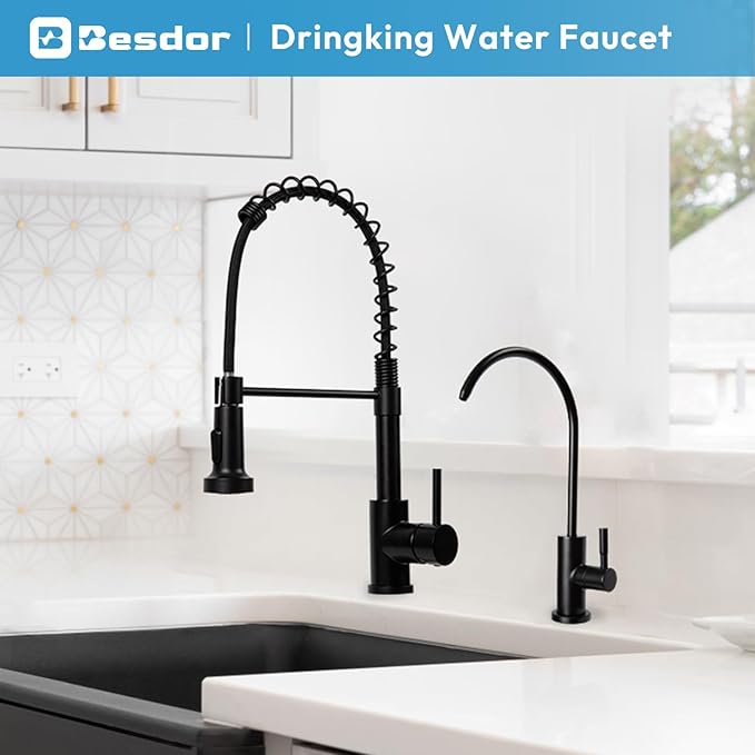 Reverse Osmosis Faucet, Filtered RO Drinking Water Faucet for Kitchen Sink, Non-Air Gap, 360-degree Rotation, Lead-Free, 304 Stainless Steel, Matte Black