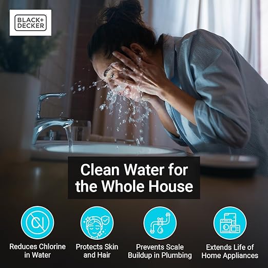 BLACK+DECKER Whole House Water Filter, 3-Stage Filtration System, Anti-Scaling Whole House Filter, IAPMO R&T Tested, Platinum Sealed, and NSF/ANSI 42 Certified