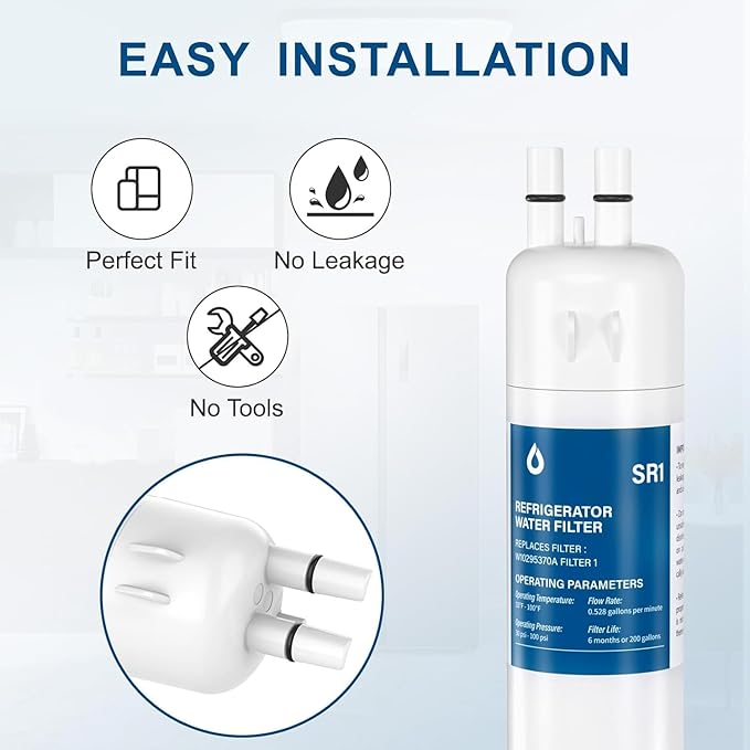 Water Filter Replacement, Compatible with W10295370A, EDR1RXD1, Filter 1, W10295370, P4RFWB, P8RFWB2L, 46-9930, 46-9081 (1 Pack)