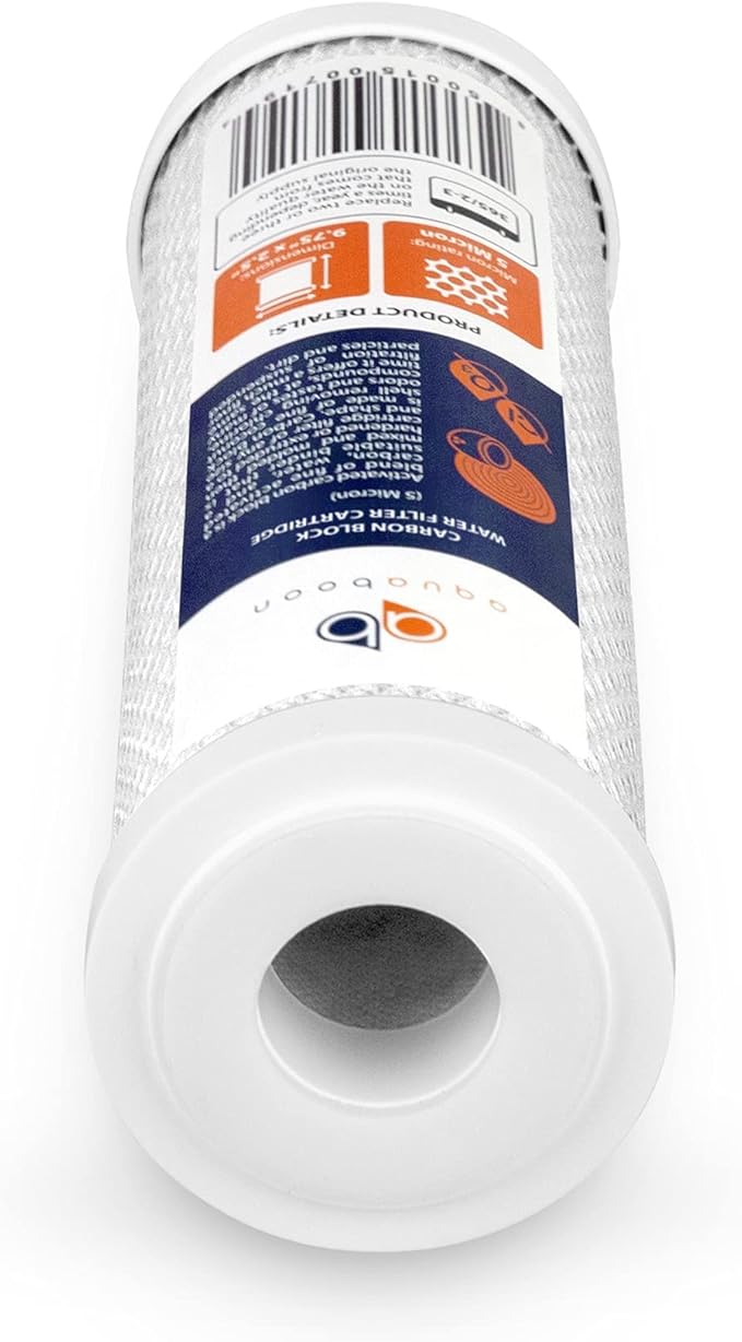 Aquaboon 5 Micron 10 x 2.5 Carbon Block Water Filter Cartridge CTO Whole House Water Filter Replacement Compatible with WHKF-WHWC, FXWTC, 2-PACK
