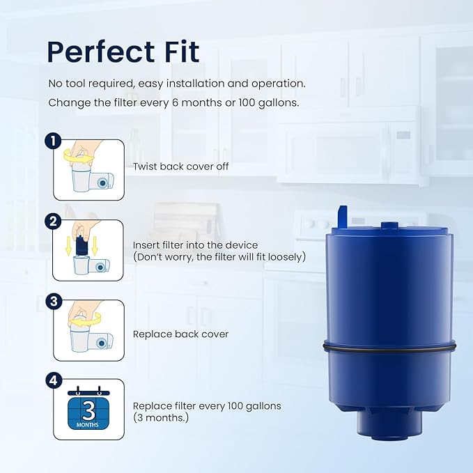 GLACIER FRESH NSF Certified Water Filter - Compatible with PUR® Filters RF9999® and RF-3375 - Replacement Faucet for All PUR® Systems - 6 Pack