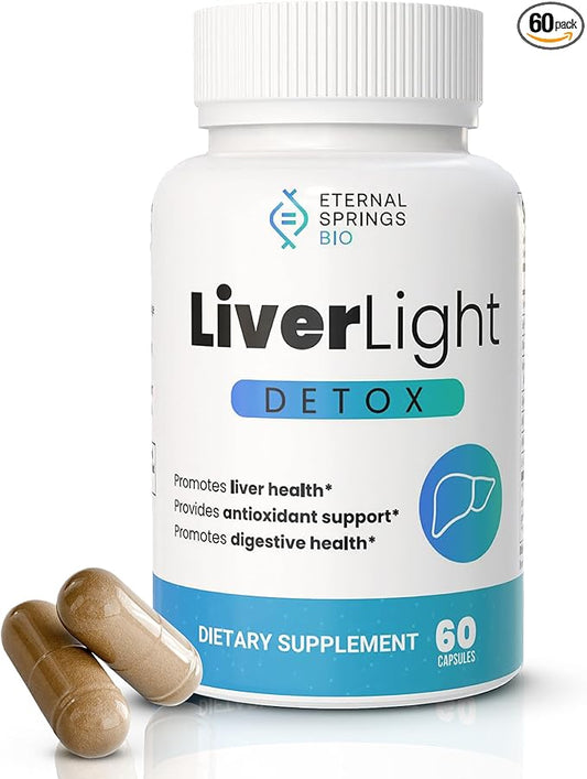 LiverLight Detox - Herbal Supplement, 60 Capsules - Turmeric, Milk Thistle, Plant-Based, Gluten-Free, Dairy-Free, Soy-Free, Nut-Free, Detoxify Support