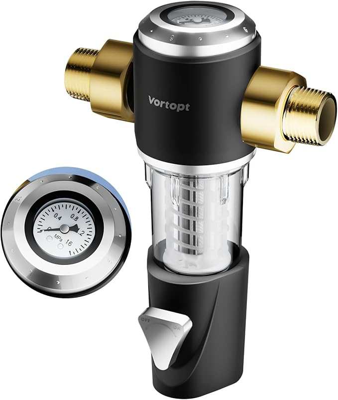 Spin Down Sediment Water Filter,Automatic Flushing,Protect Other Filter Systems and Appliances,40 Micron Flushable Prefilter Filtration (VT-Q800)