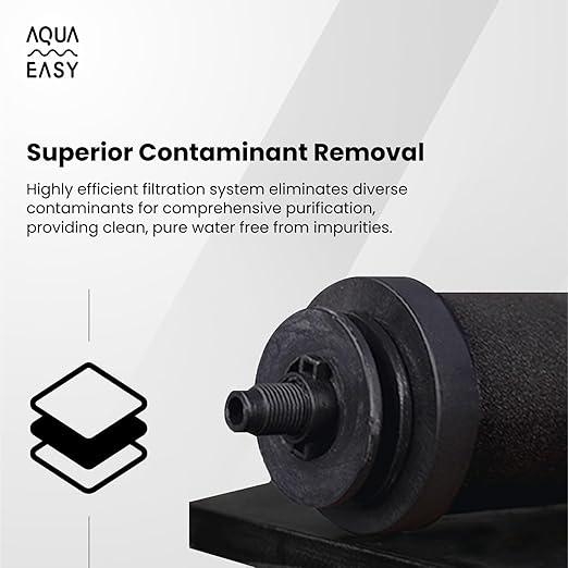AquaEasy NSF/ANSI 372 Certified Stainless Steel Gravity Water Filter System with Tap (2.25 Gallon) with 2X Activated Carbon Filter, Countertop Water Filtration System with Tap (Lite)