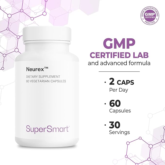 SUPERSMART - Neurex - Help Improve Memory & Speed of Cognitive Processing - Help Prevent Cerebral Aging - Brain Supplement Formula | Non-GMO & Gluten Free - 60 Vegetarian Capsules