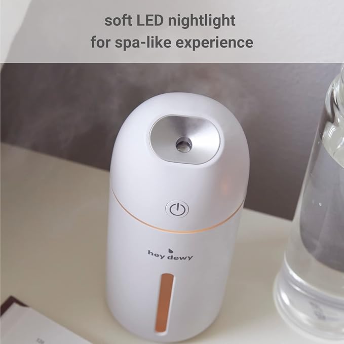 Hey Dewy Wireless, Rechargeable, Self-Care, Skin-Nourishing, Hydrating, Portable Cool Mist Humidifier (Blush)