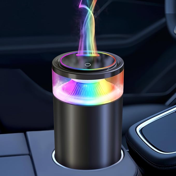 2025 Upgraded Smart Car Air Freshener Diffuser, New Car Smell Air Freshener Long Lasting, Auto On/Off, Adjustable Modes, Car Scent with 8 Ambient Lights, Car Diffusers for Essential Oil-Snow Mountain