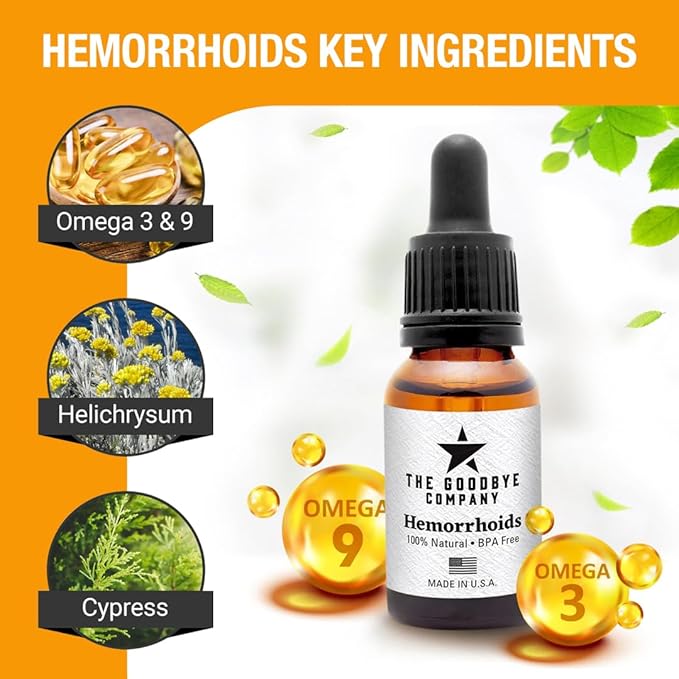 The Goodbye Company Hemorrhoid Treatment – Natural Vegan Hemorrhoid Healing Serum – Fast Relief & Shrinking Formula – Made in USA (15mL)