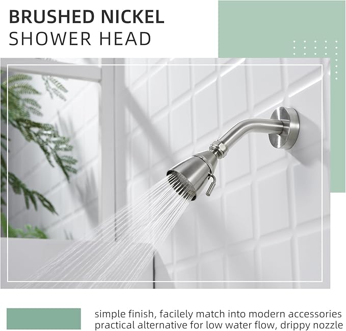 APLusee Shower Head Brushed Nickel Replacement, Solid Brass Shower Wand for Bathroom