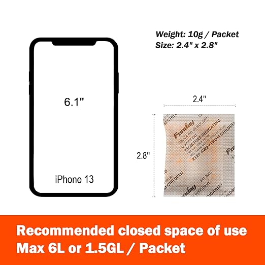 10Gram [30 Packets] Fonday Rechargeable Silica Gel Desiccant Packets Fast Reactivate Desiccant Bags Moisture Indicating Orange to Green