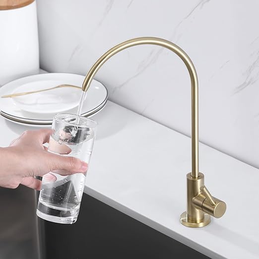 RO Water Filter Faucet Non-Air-Gap Drinking Water Beverage Faucet for Reverse Osmosis Systems Water Filtration System 304 Stainless Steel (Brushed Golden)