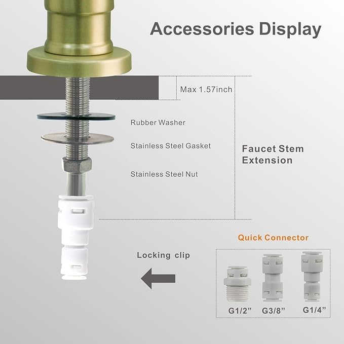 Drinking Water Faucet Brushed Gold, Wellup Reverse Osmosis Faucet for Non Air Gap RO Water Filtration System, Leadless Stainless Steel Kitchen Water Filter RO Faucets for Kitchen Bar Sink