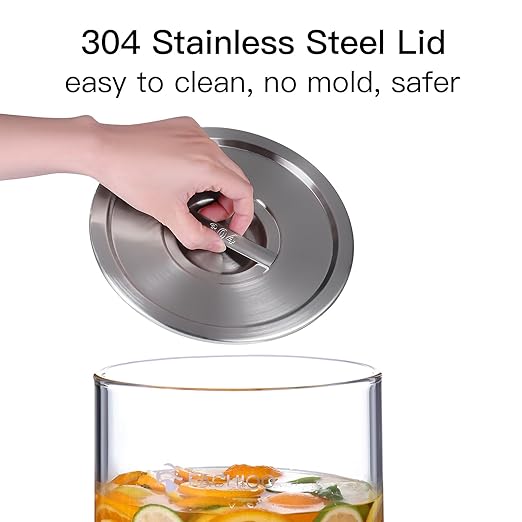 Gravity-Fed Water Filter System, 2.25G Glass Countertop System with 2 Ceramics Fluoride and Arsenic Reduction Elements, Metal Spigot, and Stand, Reduces Fluoride and Chlorine