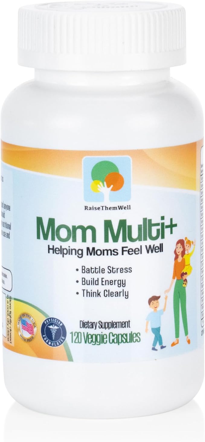 Mom Multi+ Daily Multivitamin for Women with Active Folate, Adaptogens & Bacopa, Energy, Stress & Cognitive Support, 120 Veggie Capsules