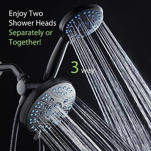 Hotel Spa AquaCare for California As-Seen-On-TV High Pressure Handheld Rain 50-mode 3-way Shower Head Combo, Anti-clog Jets, 2-mode Tub & Pet Power Wash, Wall Bracket, 6 ft. Hose, Matte Black