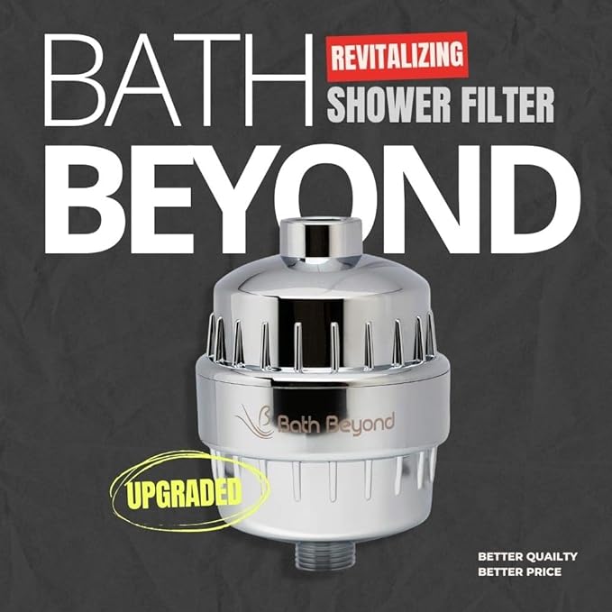 Bath Beyond Shower Filter Vitamin C 15 Stage High Output Water Filter With cartridge for Hard Water - Shower Head Filter Removes Chlorine Fluoride and Improves The Condition of Your Skin, Hair