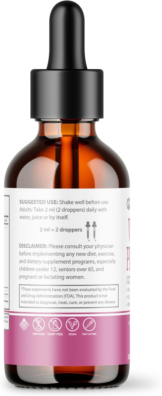 Liquid Probiotics for Women | Prebiotic + Cranberry + Probiotics for Digestive Health | Acidophilus Probiotic | Dairy Free | Vegan | Non-GMO | Gluten Free | 30 Servings