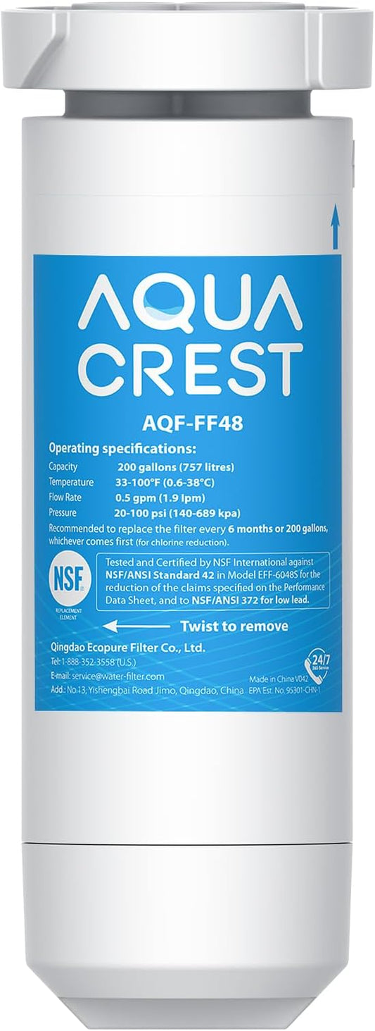 AQUA CREST XWF Replacement for GE® XWF, NSF Certified Refrigerator Water Filter, 1 Filter(Not XWFE®)