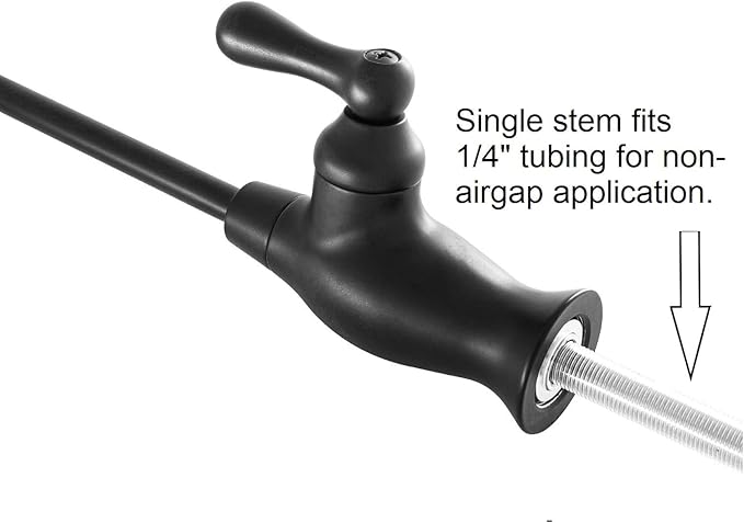 Non-airgap RO Faucet Reverse Osmosis Drinking Water Filtration System Water Dispenser Spout (Matte Black). Vase Style with Faucet Wrench RO-FW148. NSF Certified.