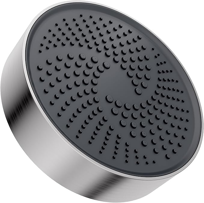 AULEEND，high pressure shower heads，with Anti-Clog Rubber Jets - 360° Rotation Adjustable Shower Head -7.87inches (Brushed Nickel)