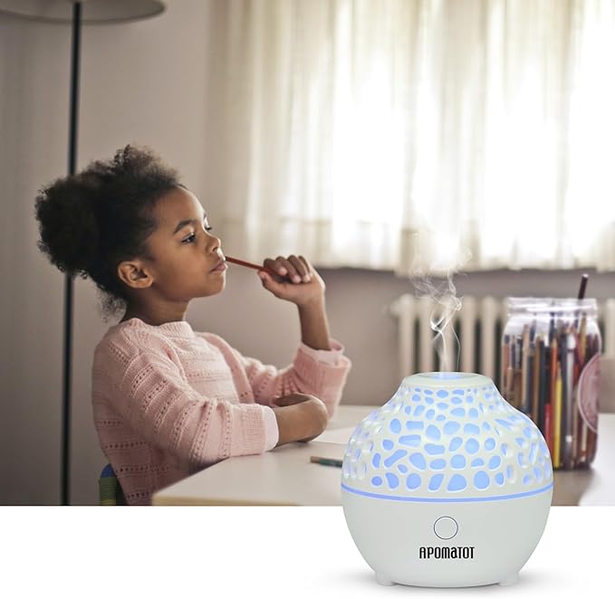 2 Pack Essential Oil Diffuser,Mini Portable Aromatherapy Diffusers,60ml Cool Mist Humidifier with USB 7 LED Light Color,Waterless Auto Shut-Off for Gift Home Office Room