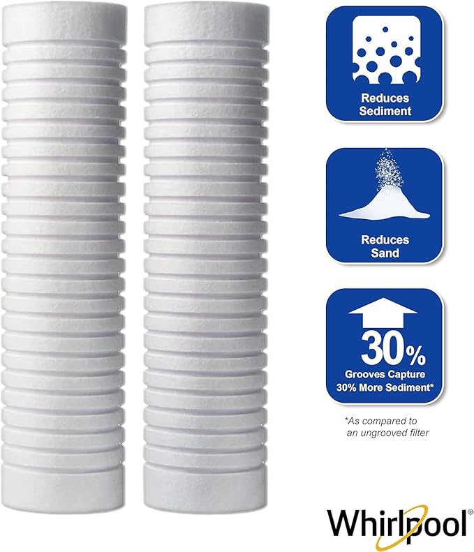 Whirlpool Whole House Water Filters WHKF-GD05, Full Case of 24-Packs, NSF Certified 5-Micron Filtration Reduces Sediment, Sand, Soil, Silt & Rust, for standard filter housings