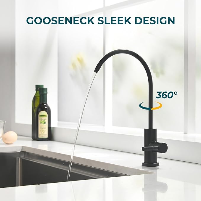 Kitchen Sink Drinking Water Faucets, Stainless Steel Water Filter Faucet for Reverse Osmosis or Water Filtration System, RO Bar Sink Faucet, Matte Black