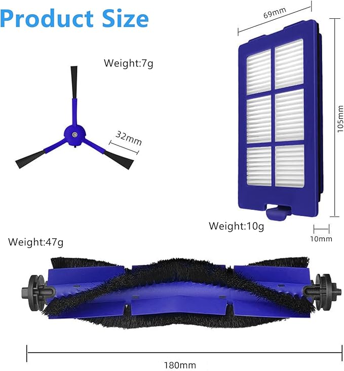 X8 Filters & Replacement Parts Kit for Eufy RoboVac X8 / X8 Hybrid – Washable & Reusable, 1 Roller Brush, 2 Side Brushes, 4 HEPA Filters – Compatible with Eufy X8 Robot Vacuum Cleaner