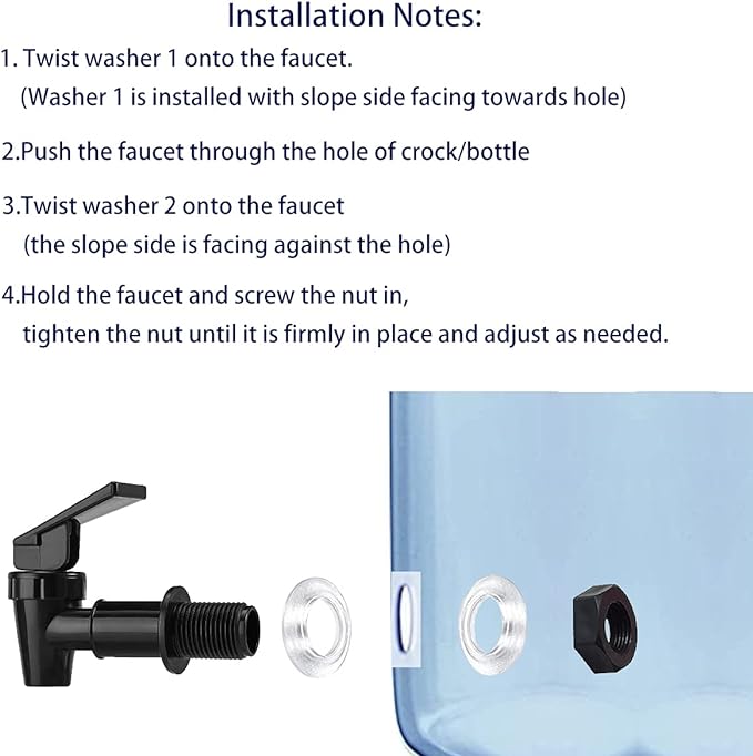 HUI NING Replacement Ceramic Dome Water Filter and Faucet Kit for Countertop,Household Water Bucket, Water Cooler Filtration Systems Water Pitcher (2 Dome Filters & 2 Black Taps)