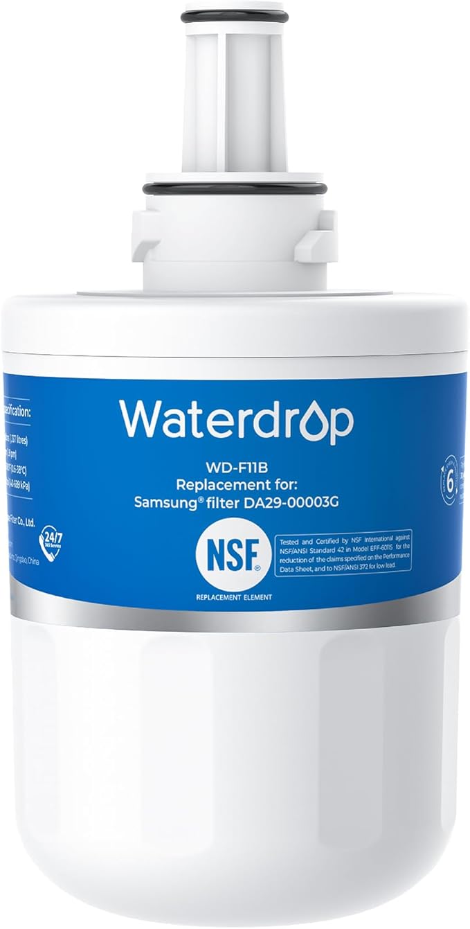 Waterdrop DA29-00003G Refrigerator Water Filter, Replacement for Samsung®, DA29-00003B, DA29-00003A, Aqua-Pure Plus, HAFCU1, RFG237AARS, FMS-1, RS22HDHPNSR, RSG257AARS, WSS-1 (Package May Vary)