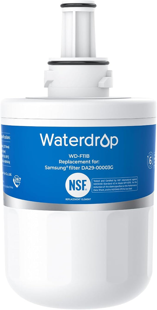 Waterdrop DA29-00003G Refrigerator Water Filter, Replacement for Samsung®, DA29-00003B, DA29-00003A, Aqua-Pure Plus, HAFCU1, RFG237AARS, FMS-1, RS22HDHPNSR, RSG257AARS, WSS-1 (Package May Vary)