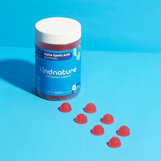 kindnature Alpha Lipoic Acid Gummies - Vegan, Sugar-Free, Low Calorie 600 mg ALA Supplement - Pure ALA Alpha Lipoic Acid 600mg for Antioxidant Support