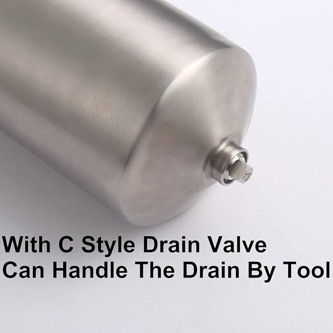 Amwater NSF/ANSI 42 Stainless Steel Whole House Water Filter Housing, 5" x 2.5" Sediment Water Filter System for Heavy Duty, Well & City Water, 3/4" NPT Port, Drain Valve Style C