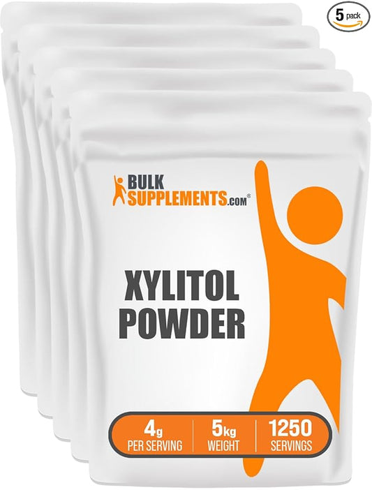 BulkSupplements.com Xylitol Powder - Natural Sugar Substitute & Sugar Alternative - Sweetener For Baking & Cooking, Gluten Free - 4g per Servings, Pack of 5 (5 Kilograms - 11 lbs)