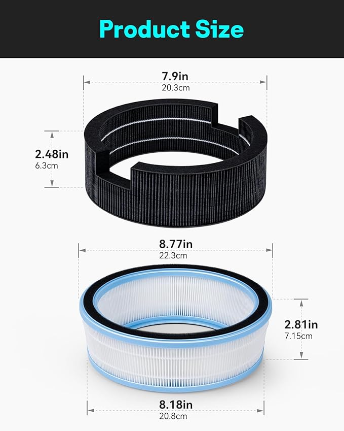 Leemone Replacement HEPA Filters & Wick Filters Compatible with LEVOIT Sprout Evaporative Humidifier for Bedroom Baby, Dual Filters for Air & Water