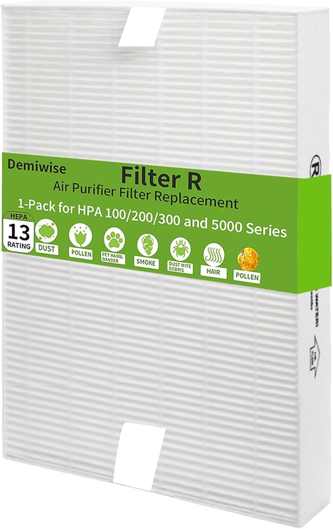 HEPA R Filter Replacement for Honeywell HPA Series Air Purifiers, True HEPA Air Purifier Filter R Compatible with HPA300/HPA200/HPA100, OEM Replacement (1-Pack)