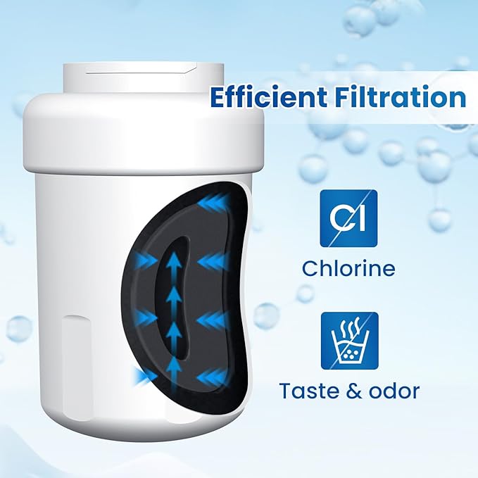 GOLDEN ICEPURE RWF0600A Refrigerator Water Filter Replacement for GE SmartWater MWFA, GWF, GWFA, FMG-1, WFC1201, GSE25GSHECSS, PC75009, 197D6321P006, Kenmore 9991, PC83879, 4PACK