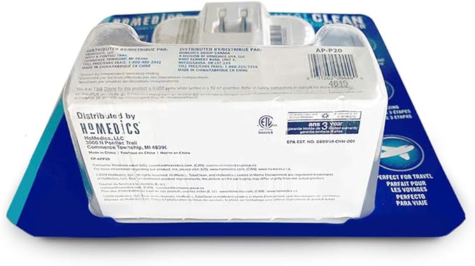 Homedics TotalClean Personal UV-C Plug-In Air Sanitizer – Small Air Purifier for Bedrooms and Bathrooms, Built-In Night-Light for Small Spaces, Auto-On Motion, White