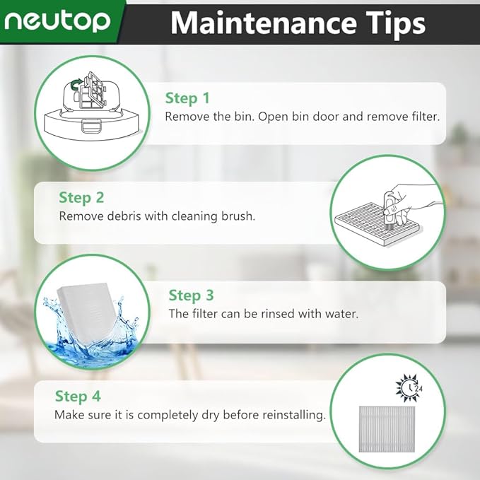 Neutop Replacement Hepa Filter Compatible with iRobot Roomba 105 Series, Combo Essential, Combo 2 Essential, Vac Essential, Vac 2 Essential, Q0120, Q0110, Q0520, Y0140, Y0110, Robots Vacuum, 8-Pack.