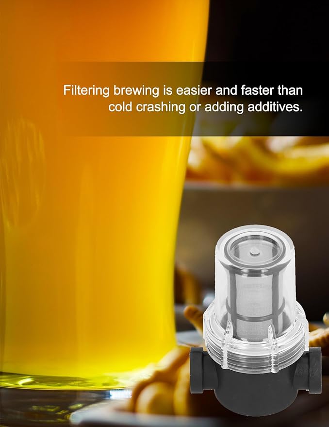 Inline Beer Filter, 80 Mesh 150 Micron Water Filter Plastic T Strainer Filtration Device, Gravity Feeding of Siphon Tube Brewing for Home Brewing Supplies (80 Mesh 180Micron)